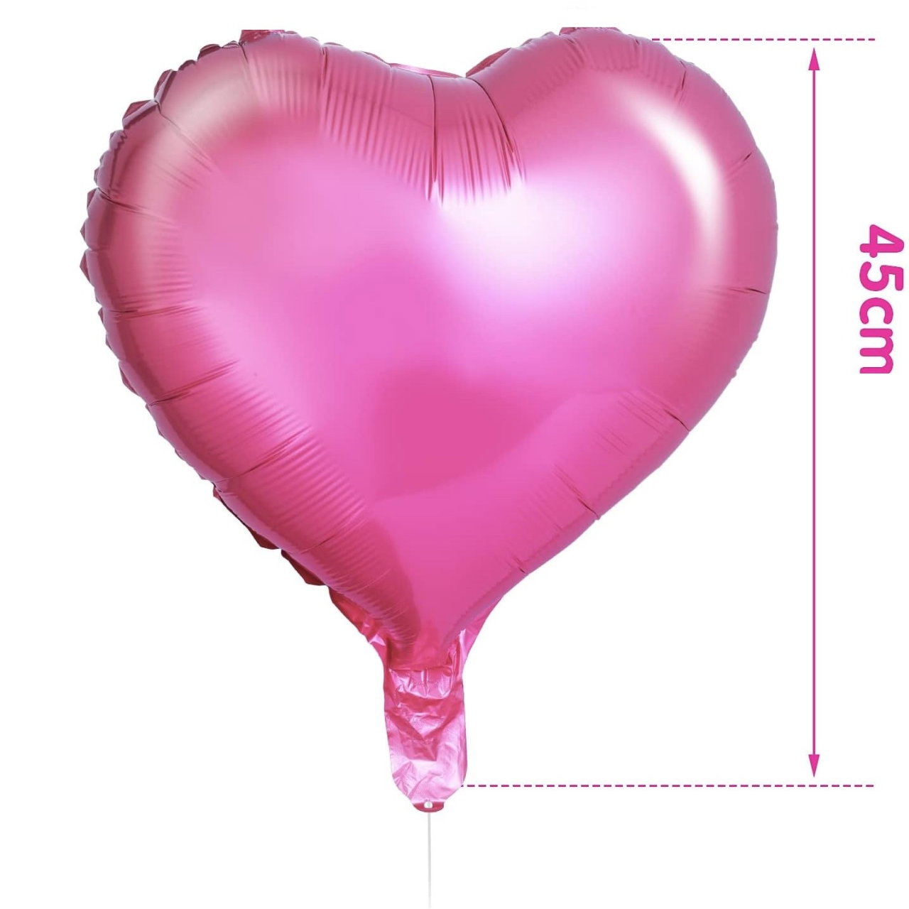 Set 3 Baloane din Folie Metalizata, Flippy, Figurina Inima, Tema Ziua Indragostitilor, 45 cm, Ambalaj Individual, Pai Inclus, Umflare cu Aer sau Heliu, Roz [5]