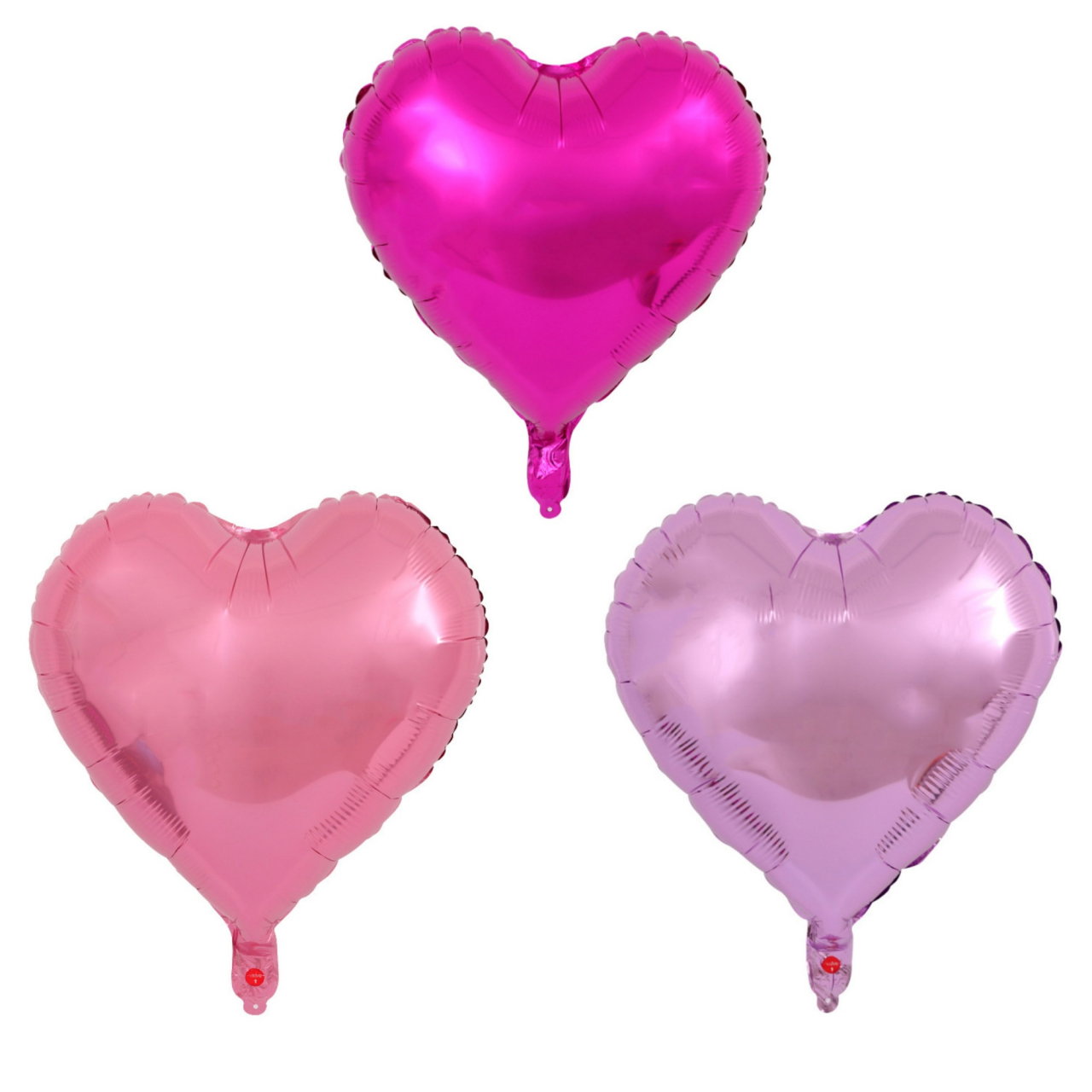 Set 3 Baloane din Folie Metalizata, Flippy, Figurina Inima, Tema Ziua Indragostitilor, 45 cm, Ambalaj Individual, Pai Inclus, Umflare cu Aer sau Heliu, Roz [1]