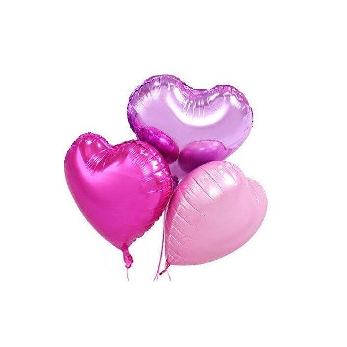 Set 3 Baloane din Folie Metalizata, Flippy, Figurina Inima, Tema Ziua Indragostitilor, 45 cm, Ambalaj Individual, Pai Inclus, Umflare cu Aer sau Heliu, Roz [11]