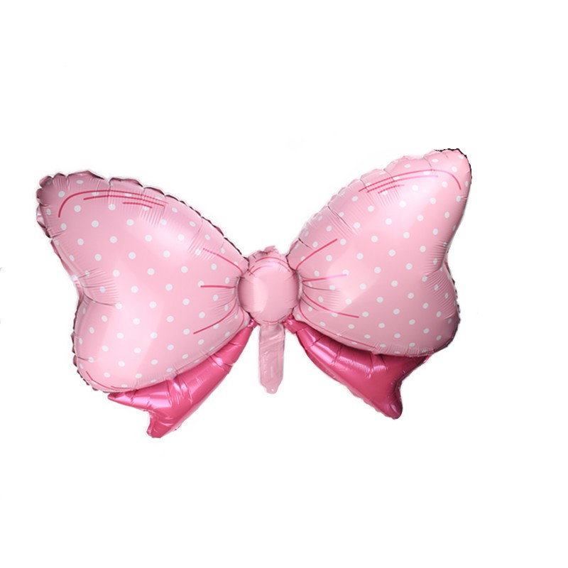 Set 3 Baloane din Folie Metalizata, Flippy, Figurine Carucior, Inima, Fundita, Tema Botez, 45 cm, Ambalaj Individual, Pai Inclus, Umflare cu Aer sau Heliu, Roz [3]