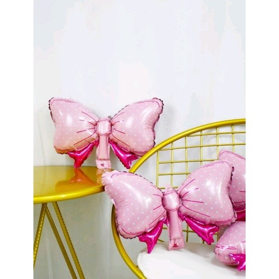 Set 3 Baloane din Folie Metalizata, Flippy, Figurine Carucior, Inima, Fundita, Tema Botez, 45 cm, Ambalaj Individual, Pai Inclus, Umflare cu Aer sau Heliu, Roz [5]