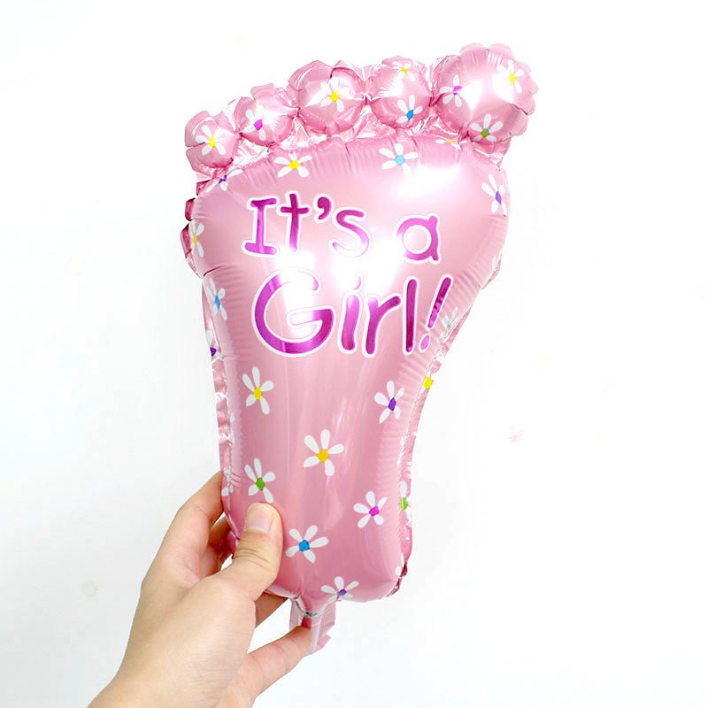 Set 3 Baloane din Folie Metalizata, Flippy, Figurine Picior 46x79 cm, Inima 45 cm, Stea 45cm, Model It's a Girl, Tema Gender Reveal, Ambalaj Individual, Pai Inclus, Umflare cu Aer sau Heliu, Roz [7]