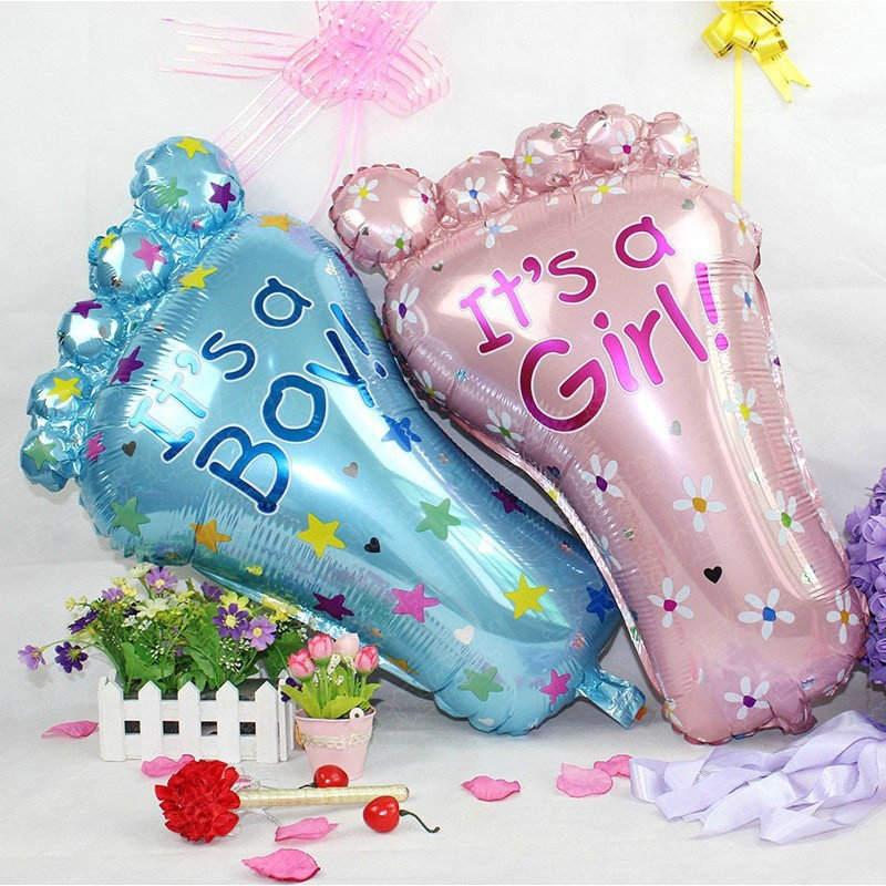 Set 3 Baloane din Folie Metalizata, Flippy, Figurine Picior 46x79 cm, Inima 45 cm, Stea 45cm, Model It's a Girl, Tema Gender Reveal, Ambalaj Individual, Pai Inclus, Umflare cu Aer sau Heliu, Roz [5]