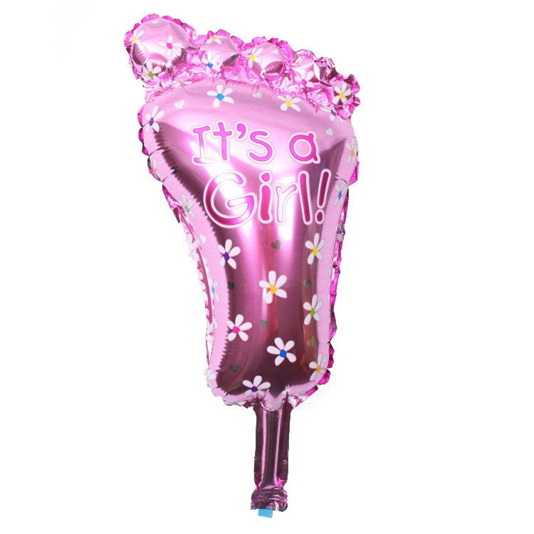 Set 3 Baloane din Folie Metalizata, Flippy, Figurine Picior 46x79 cm, Inima 45 cm, Stea 45cm, Model It's a Girl, Tema Gender Reveal, Ambalaj Individual, Pai Inclus, Umflare cu Aer sau Heliu, Roz [8]