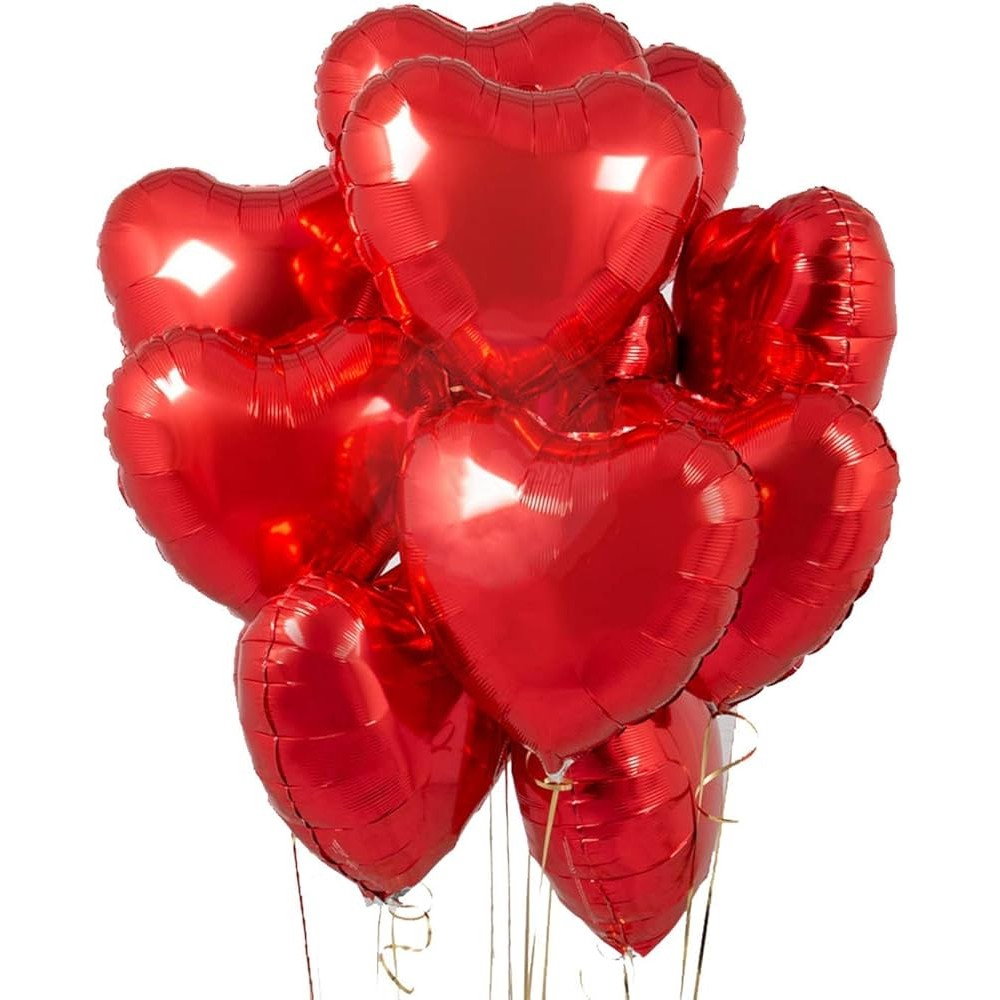 Set 3 Baloane din Folie Metalizata, Flippy, Model Inimi, Tema Ziua Indragostitilor, 45 cm, 2 Rosii, 1 Alb, Ambalaj Individual, Pai Inclus, Umflare cu Aer sau Heliu, Alb/Rosu [4]