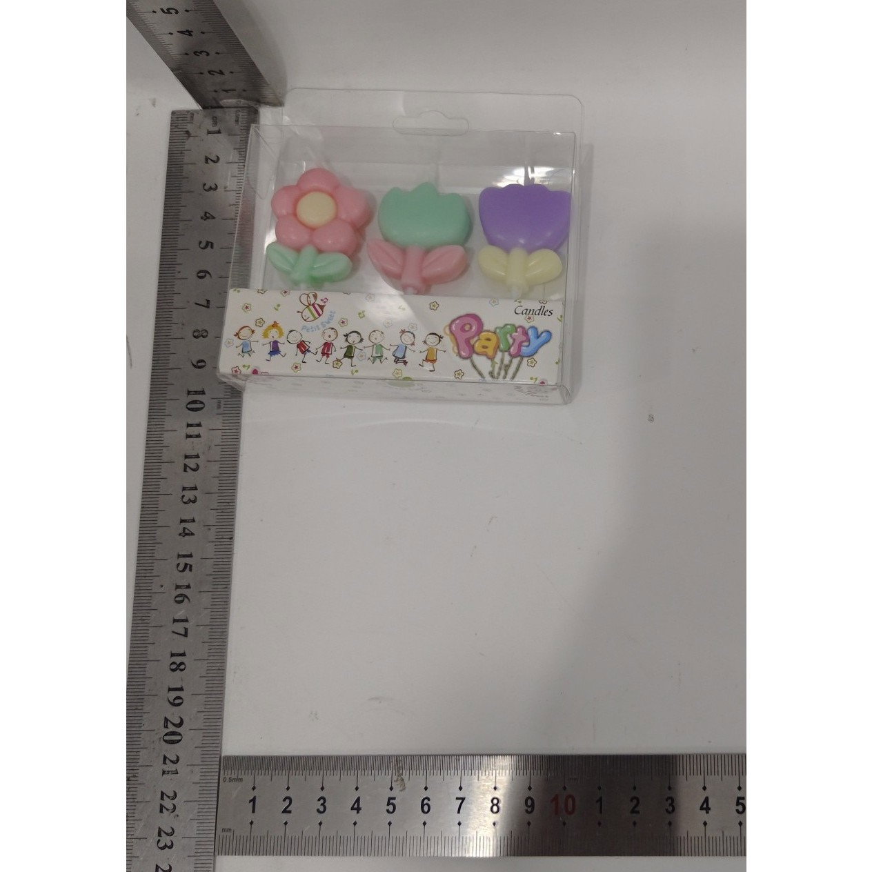 Set 3 Lumanari, Flippy, Tema Flori, Model 1, din Parafina, Multicolor [5]