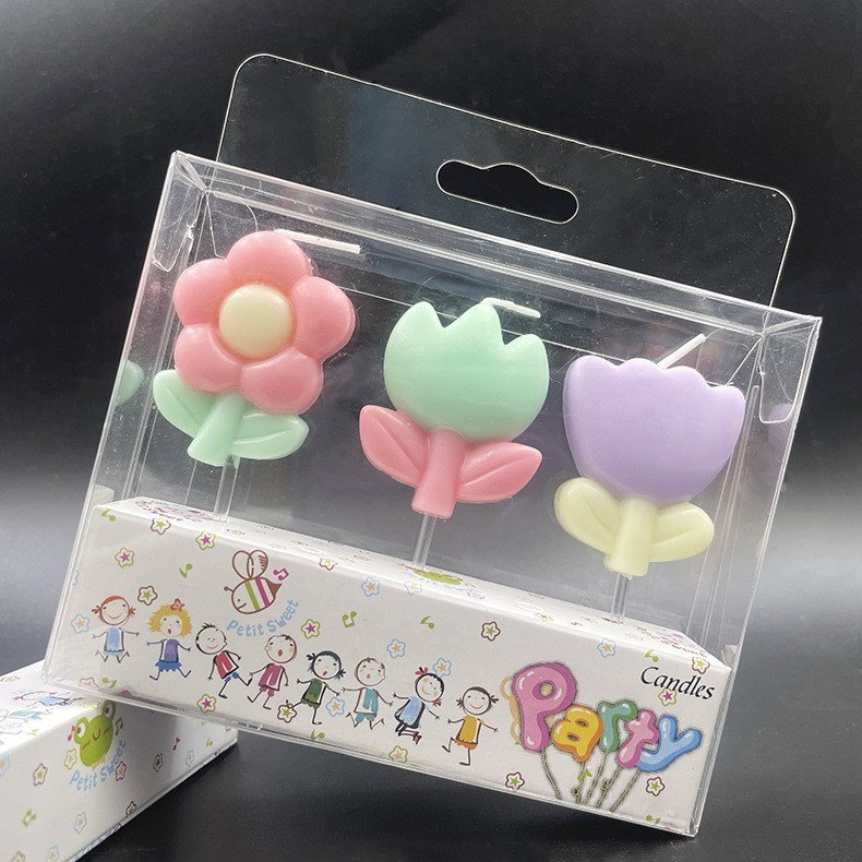 Set 3 Lumanari, Flippy, Tema Flori, Model 1, din Parafina, Multicolor [6]