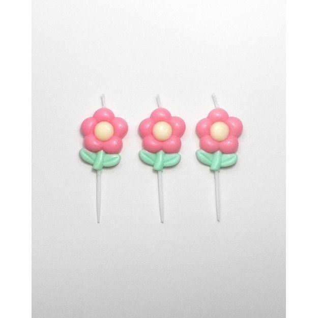 Set 3 Lumanari, Flippy, Tema Flori, Model 2, din Parafina, Multicolor [3]