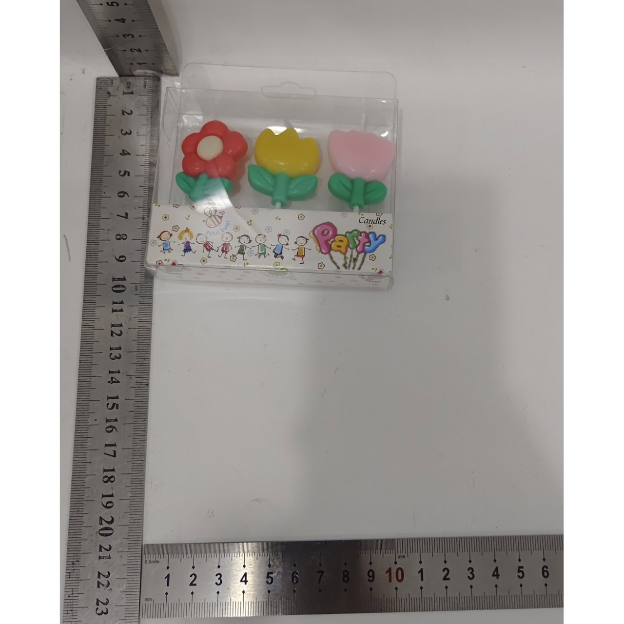 Set 3 Lumanari, Flippy, Tema Flori, Model 3, din Parafina, Multicolor [3]