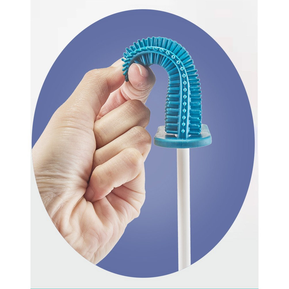 Set 3 Perii pentru Toaleta, Flippy, din Silicon, Perie Zimtata, Cap Flexibil, Suport Adeziv pentru Montarea pe Perete, 39 x 19 x 9.8 cm, Albastru/Alb [8]