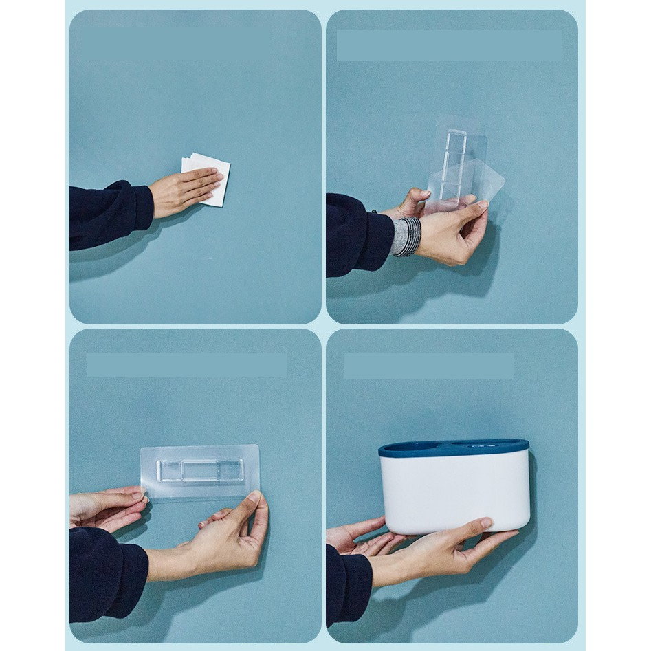 Set 3 Perii pentru Toaleta, Flippy, din Silicon, Perie Zimtata, Cap Flexibil, Suport Adeziv pentru Montarea pe Perete, 39 x 19 x 9.8 cm, Albastru/Alb [4]