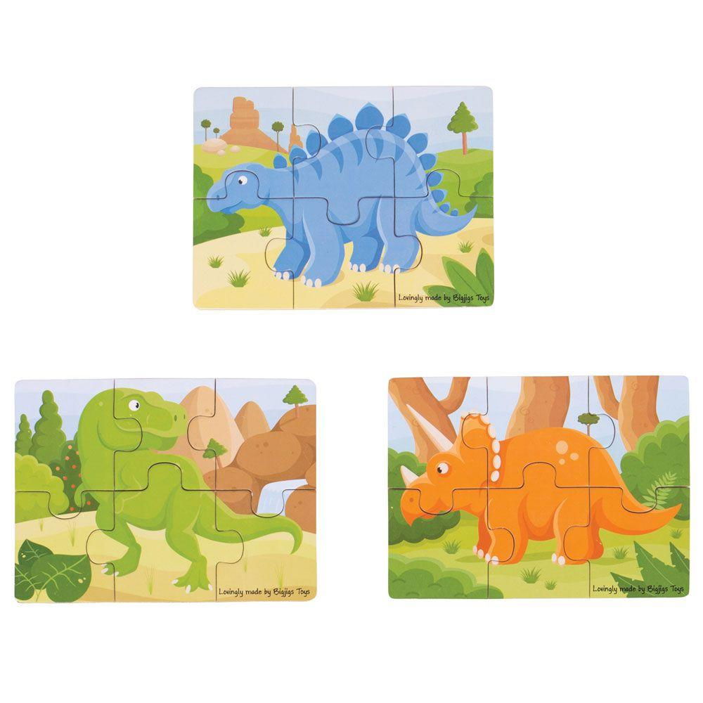 Set 3 puzzle din lemn - Dinozauri [1]
