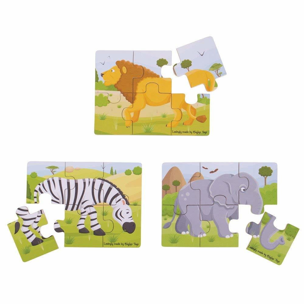 Set 3 puzzle din lemn - Jungla Vesela [3]