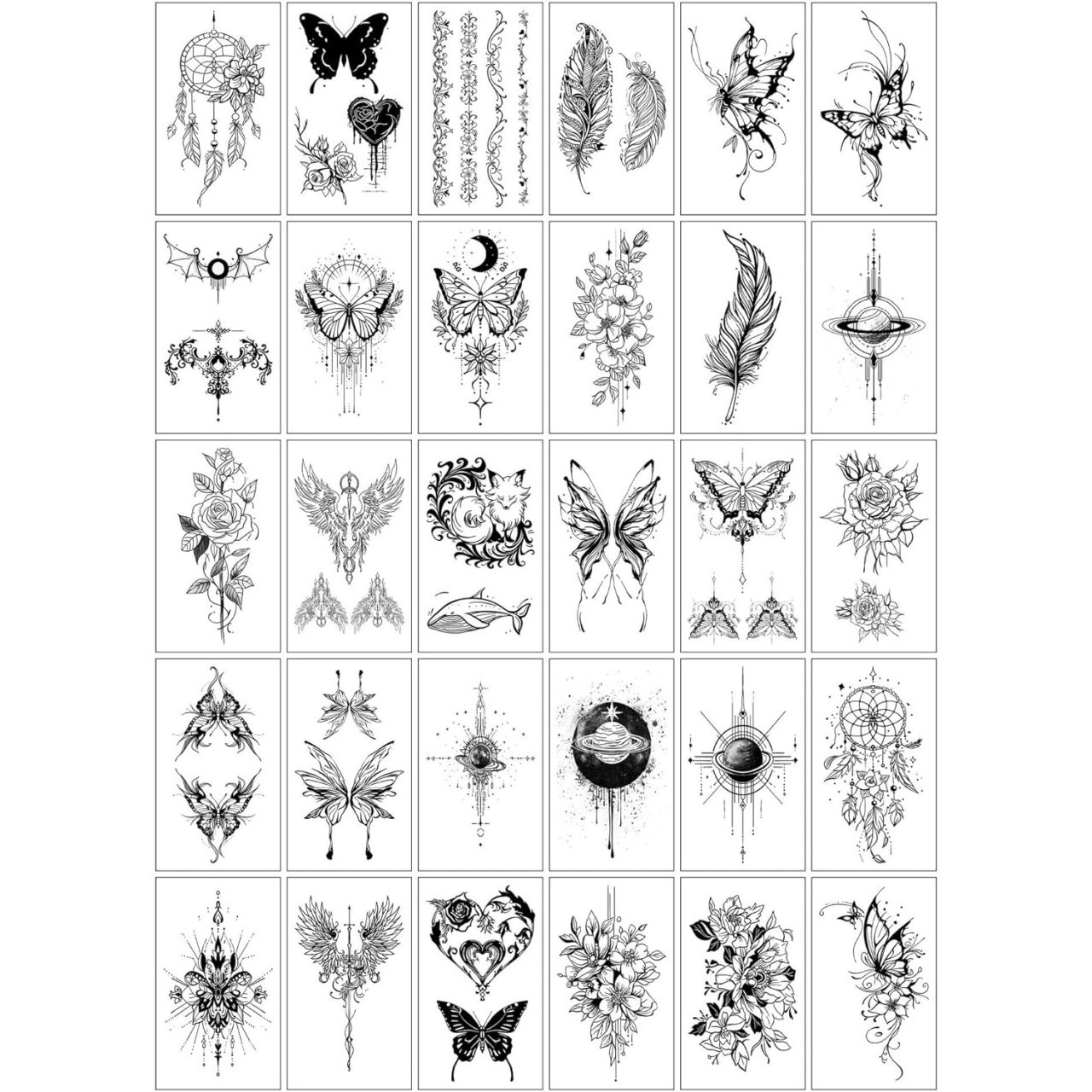 Set 30 Tatuaje Temporare, Flippy, pe Baza de Apa, Model 1, Negru [1]