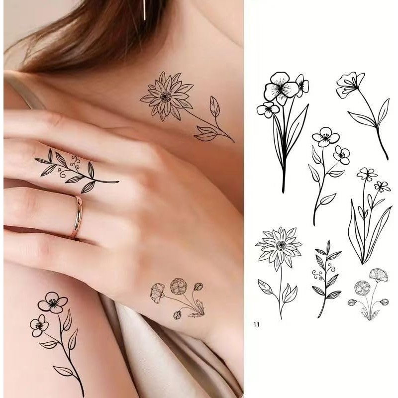 Set 30 Tatuaje Temporare, Flippy, pe Baza de Apa, Model 1, Negru [6]