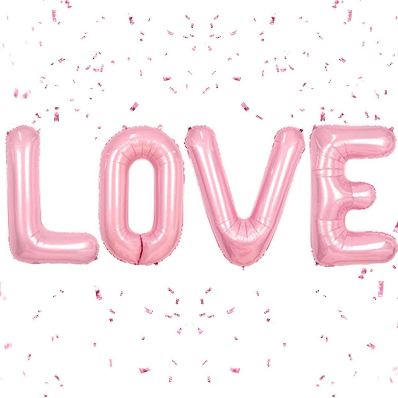 Set 4 Baloane din Folie Metalizata, Flippy, Figurine Litere, Model Scris Love, Tema Iubire, 80 cm, Ambalaj Individual, Pai Inclus, Umflare cu Aer sau Heliu, Roz [3]