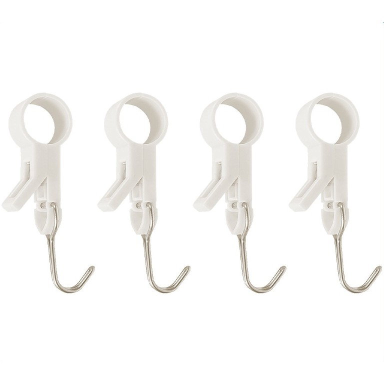 Set 4 Carlige Multifunctionale, Flippy, Tubulare, Pentru Baie/Bucatarie, din ABS, 8.7 x 3.5 cm, Alb [1]