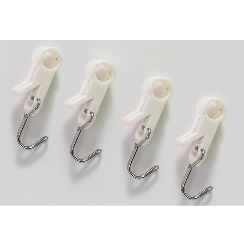 Set 4 Carlige Multifunctionale, Flippy, Tubulare, Pentru Baie/Bucatarie, din ABS, 8.7 x 3.5 cm, Alb [5]