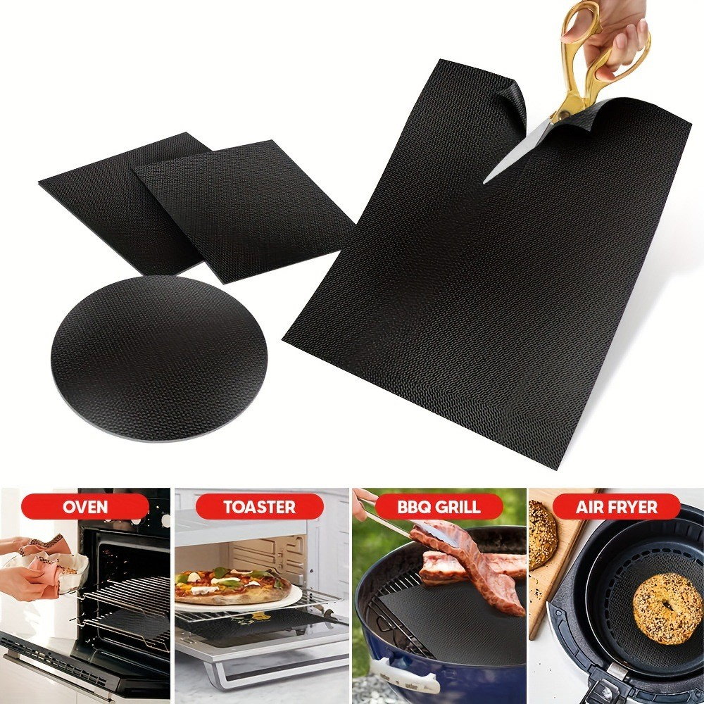Set 4 Folii Antiaderente din Teflon, Flippy, Multifunctionale, Rezistente la Apa si Temperaturi Ridicate, pentru Gratar, Cuptor, BBQ Grill, 40x33 cm, Negru [10]