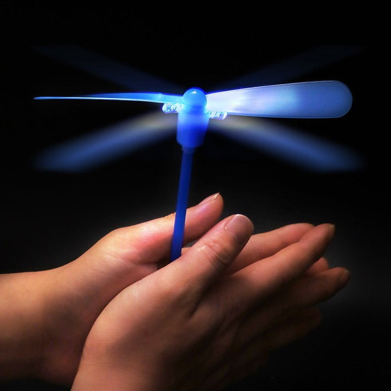 Set 4 Jucarii Libelula Zburatoare, Distractive pentru Copii, Flippy, Aruncatoare Manuale din Plastic, cu Lumini, Multicolor [13]