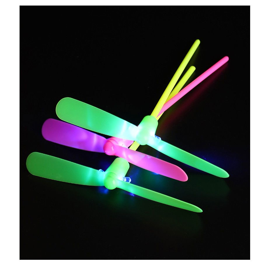 Set 4 Jucarii Libelula Zburatoare, Distractive pentru Copii, Flippy, Aruncatoare Manuale din Plastic, cu Lumini, Multicolor [4]