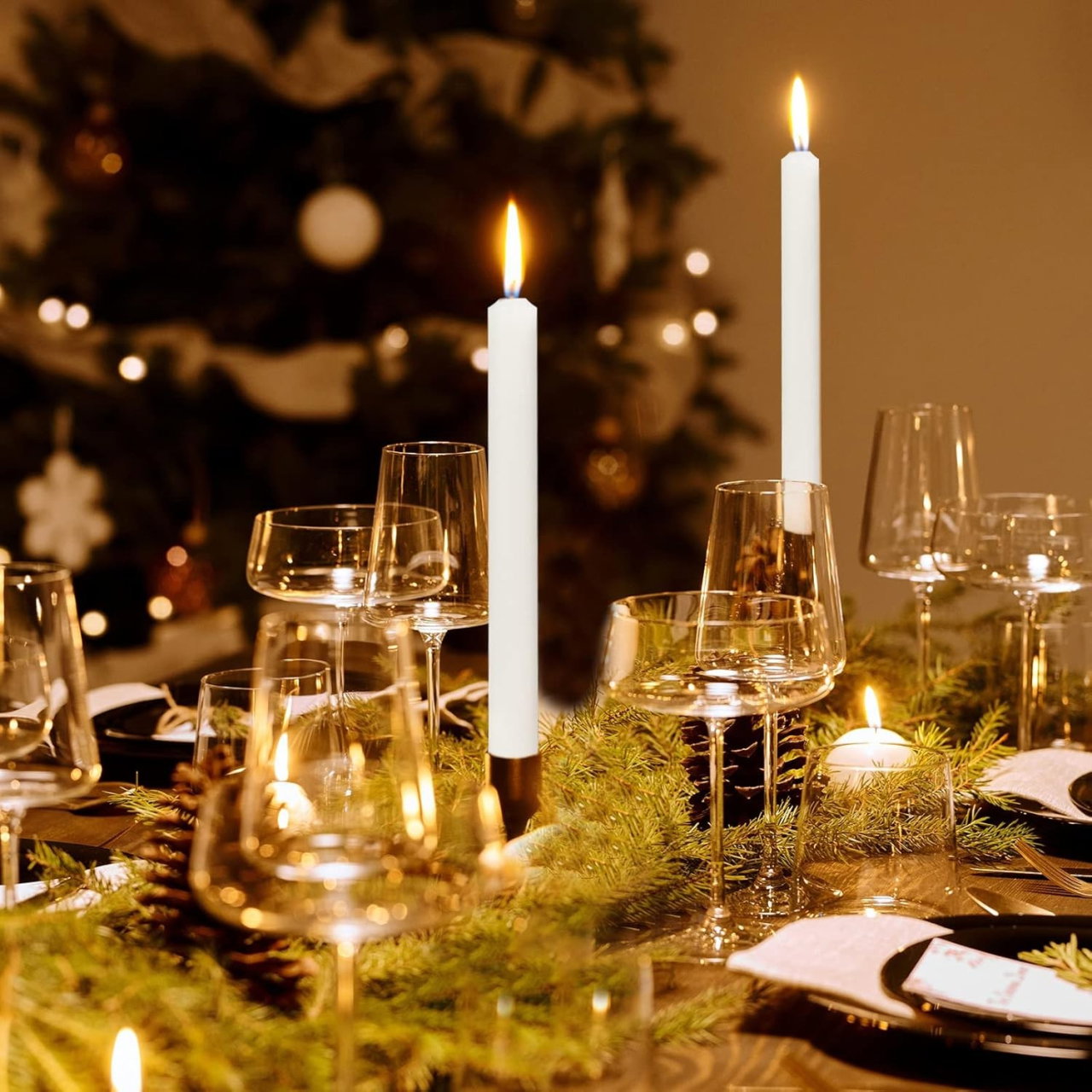 Set 4 Lumanari, Flippy, pentru Suport de Masa, Fara Miros si Fum, din Parafina, 2.2 x 25 cm, Alb [5]