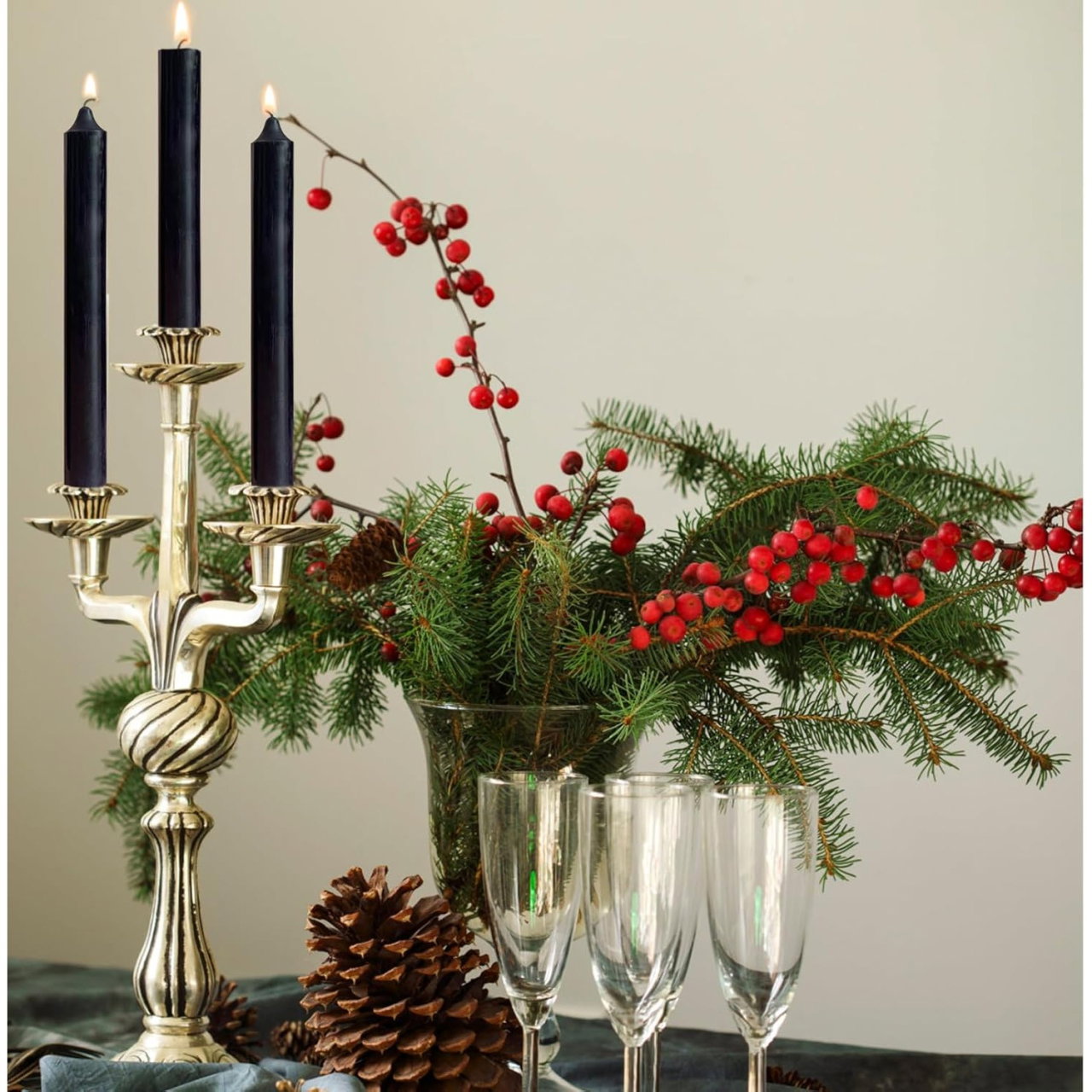 Set 4 Lumanari, Flippy, pentru Suport de Masa, Fara Miros si Fum, din Parafina, 2.2 x 25 cm, Negru [5]