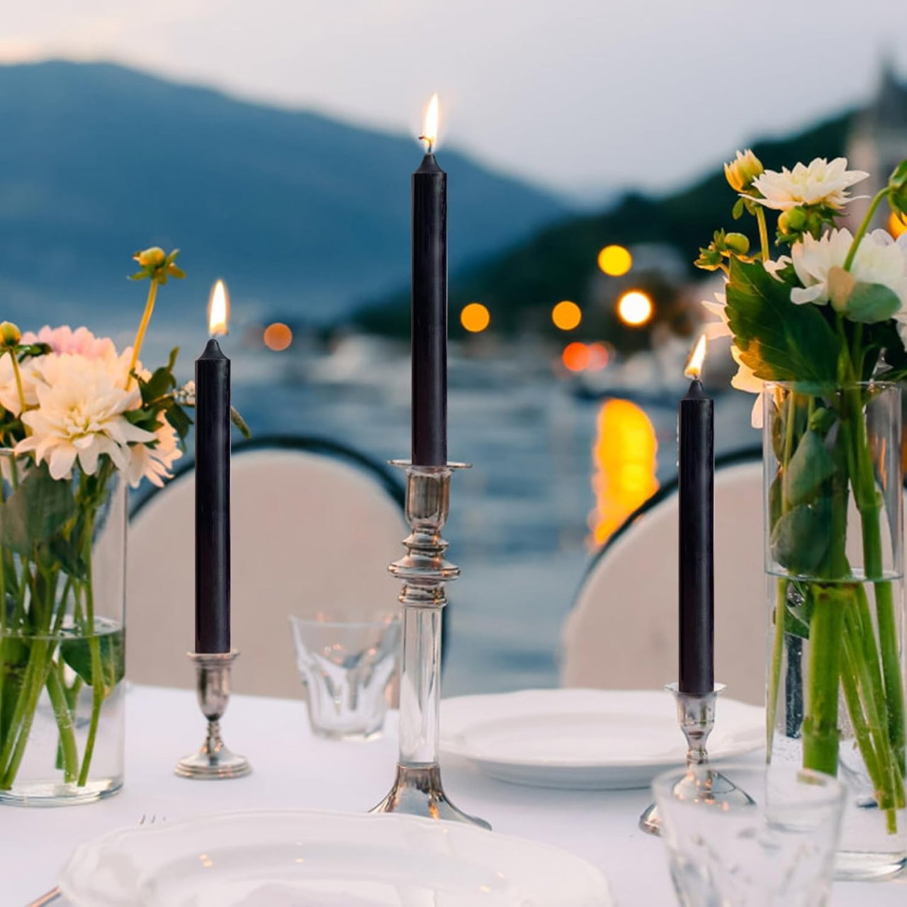 Set 4 Lumanari, Flippy, pentru Suport de Masa, Fara Miros si Fum, din Parafina, 2.2 x 25 cm, Negru [3]