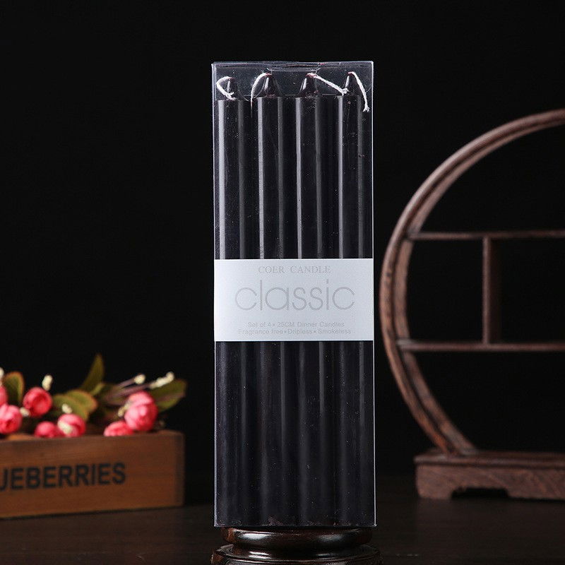 Set 4 Lumanari, Flippy, pentru Suport de Masa, Fara Miros si Fum, din Parafina, 2.2 x 25 cm, Negru [2]