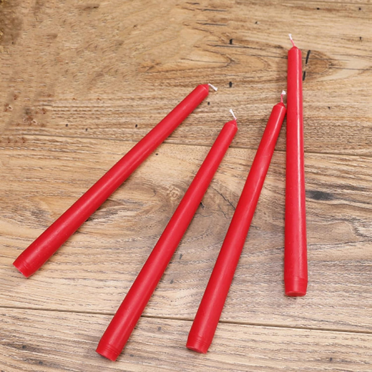 Set 4 Lumanari, Flippy, pentru Suport de Masa, Fara Miros si Fum, din Parafina, 2.2 x 25 cm, Rosu [3]