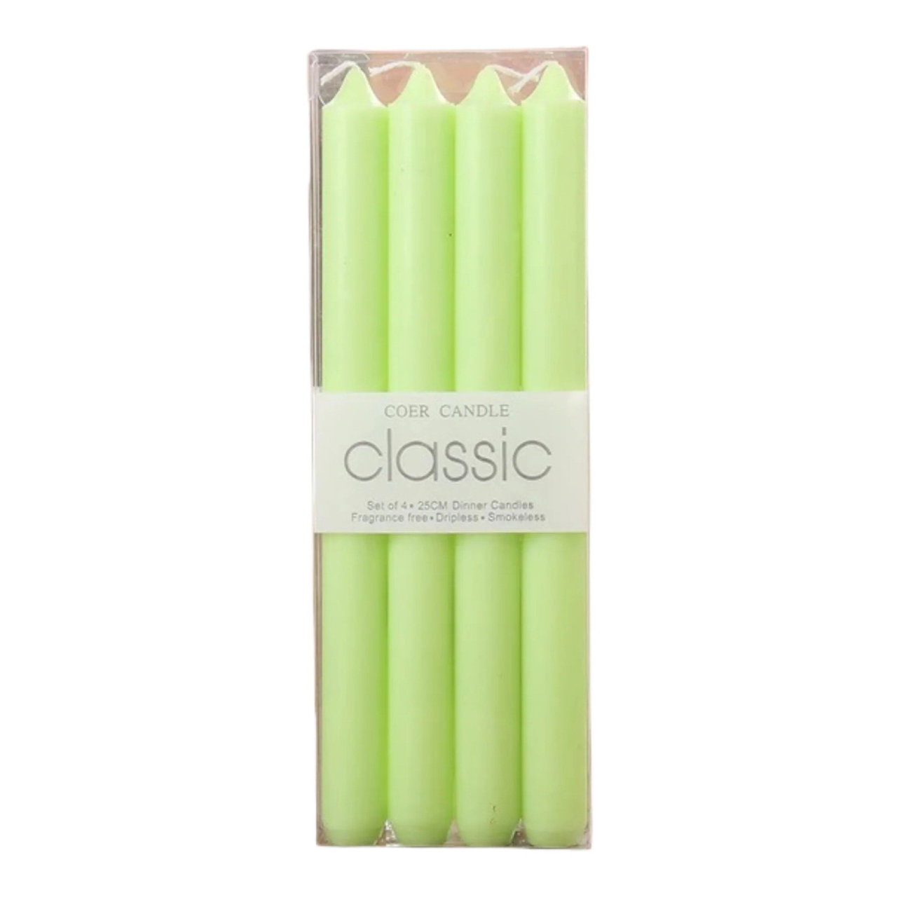 Set 4 Lumanari, Flippy, pentru Suport de Masa, Fara Miros si Fum, din Parafina, 2.2 x 25 cm, Verde [1]