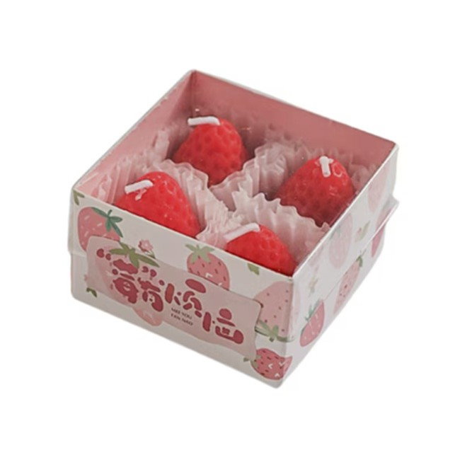 Set 4 Lumanari Parfumate, Flippy, Model Capsunici, Ardere 30 min, 52g, 6.3 x 6.3 x 3.8 cm, Rosu [1]