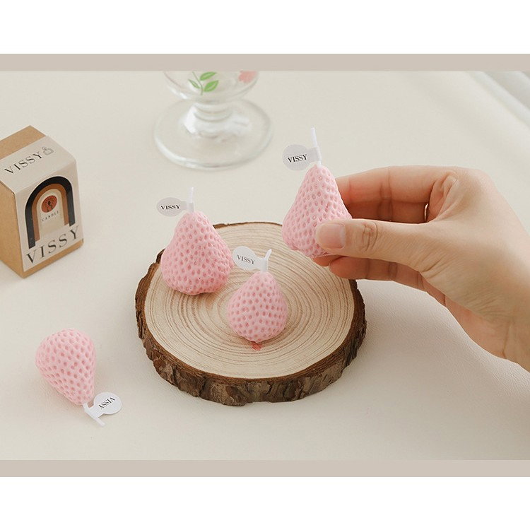 Set 4 Lumanari Parfumate, Flippy, Model Capsunici, Ardere 30 min, 52g, 6.3 x 6.3 x 3.8 cm, Roz [7]