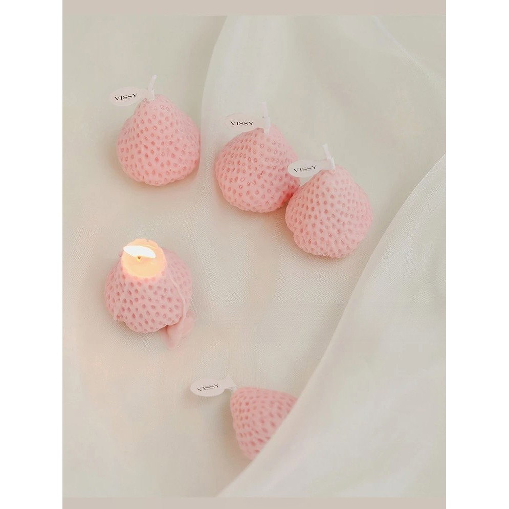 Set 4 Lumanari Parfumate, Flippy, Model Capsunici, Ardere 30 min, 52g, 6.3 x 6.3 x 3.8 cm, Roz [3]