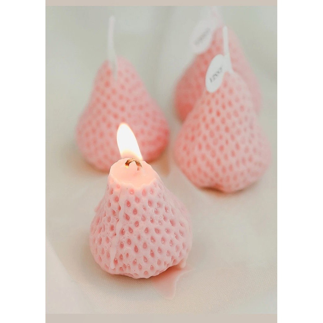 Set 4 Lumanari Parfumate, Flippy, Model Capsunici, Ardere 30 min, 52g, 6.3 x 6.3 x 3.8 cm, Roz [4]