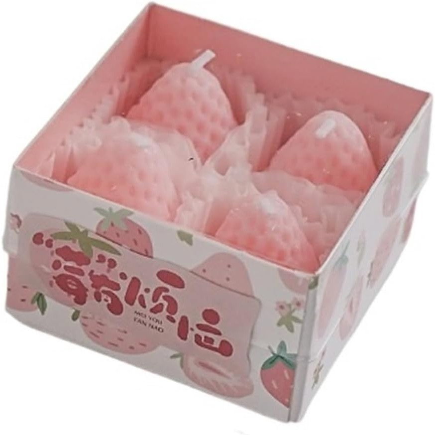 Set 4 Lumanari Parfumate, Flippy, Model Capsunici, Ardere 30 min, 52g, 6.3 x 6.3 x 3.8 cm, Roz [1]