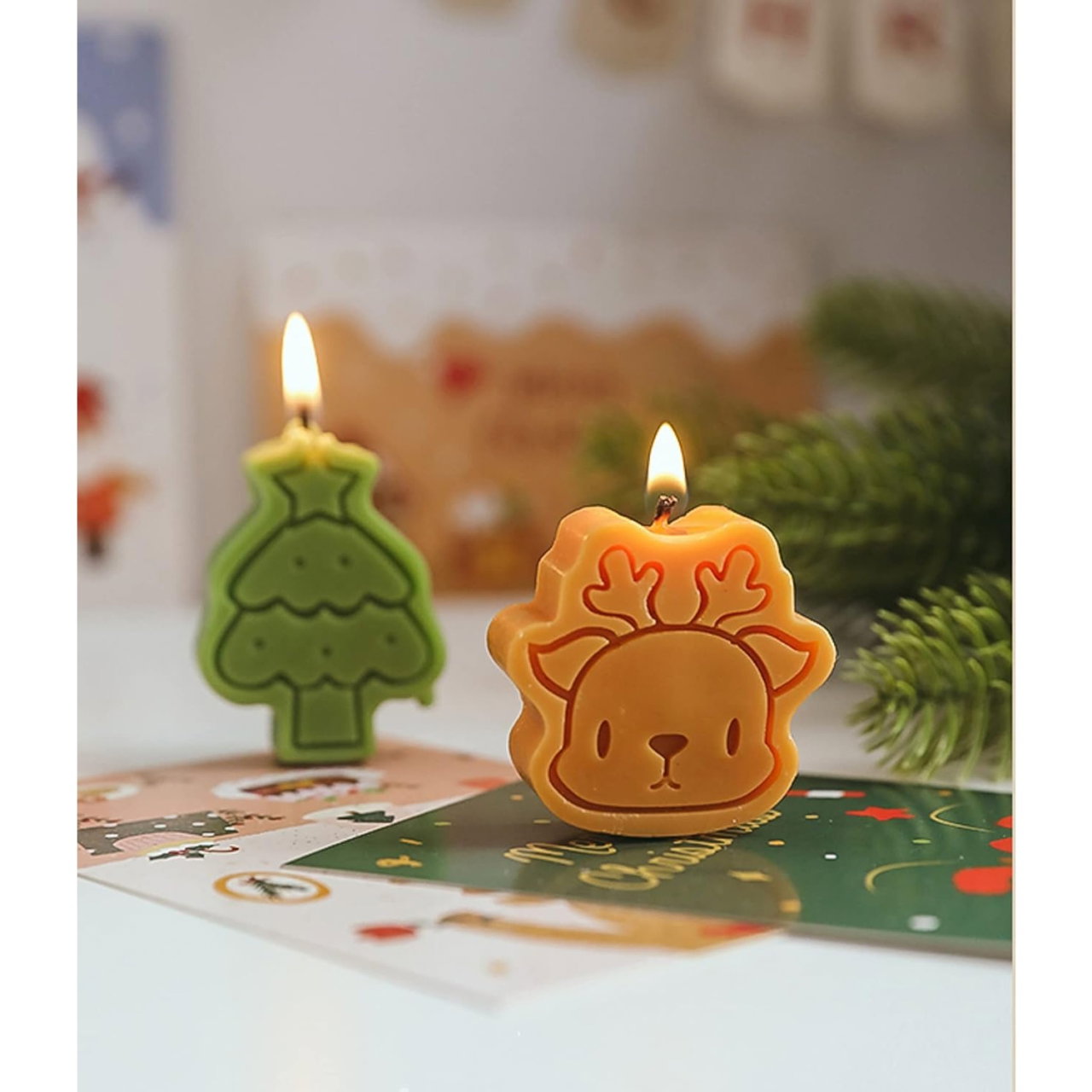 Set 4 Lumanari Parfumate, Flippy, Model Craciun, din Parafina, 10.2 x 9.1 x 2.7 cm, Multicolor [5]