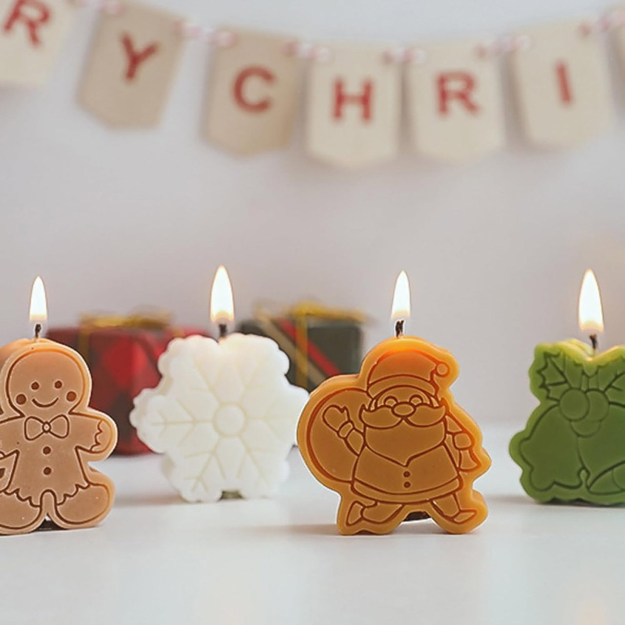 Set 4 Lumanari Parfumate, Flippy, Tema Craciun, din Parafina, 10.2 x 9.1 x 2.7 cm, Multicolor [3]