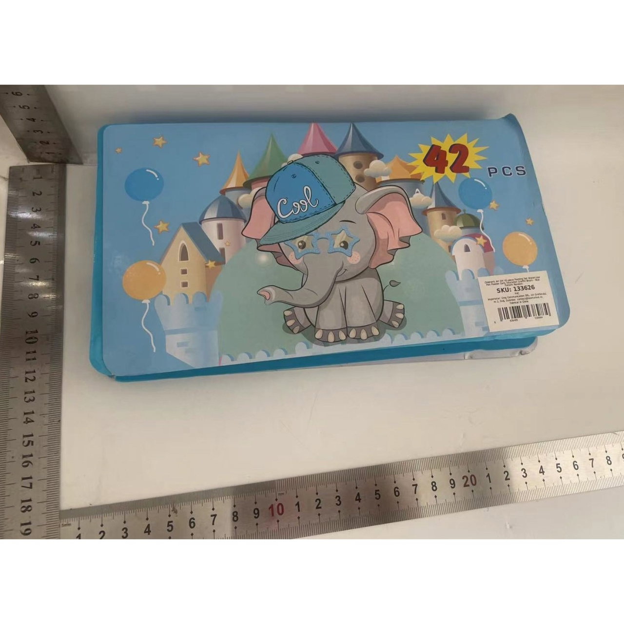 Set 42 Piese de Pictura si Desen, Flippy, Tip Penar, Model Elefant, 24.3 x 13 x 3 cm, Albastru [2]