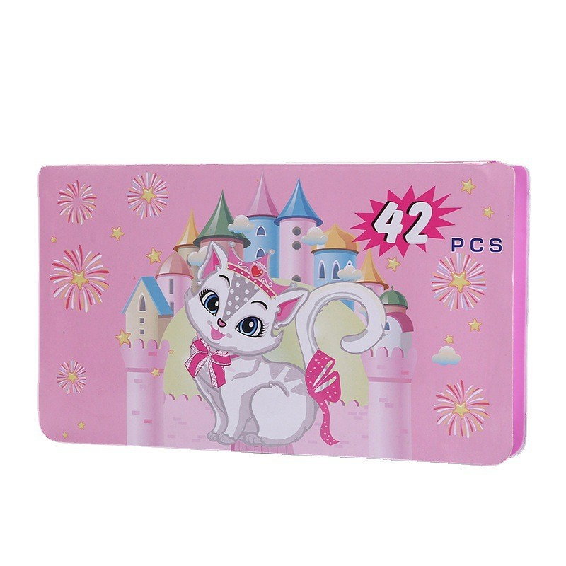 Set 42 Piese de Pictura si Desen, Flippy, Tip Penar, Model Pisicuta, 24.3 x 13 x 3 cm, Roz [5]