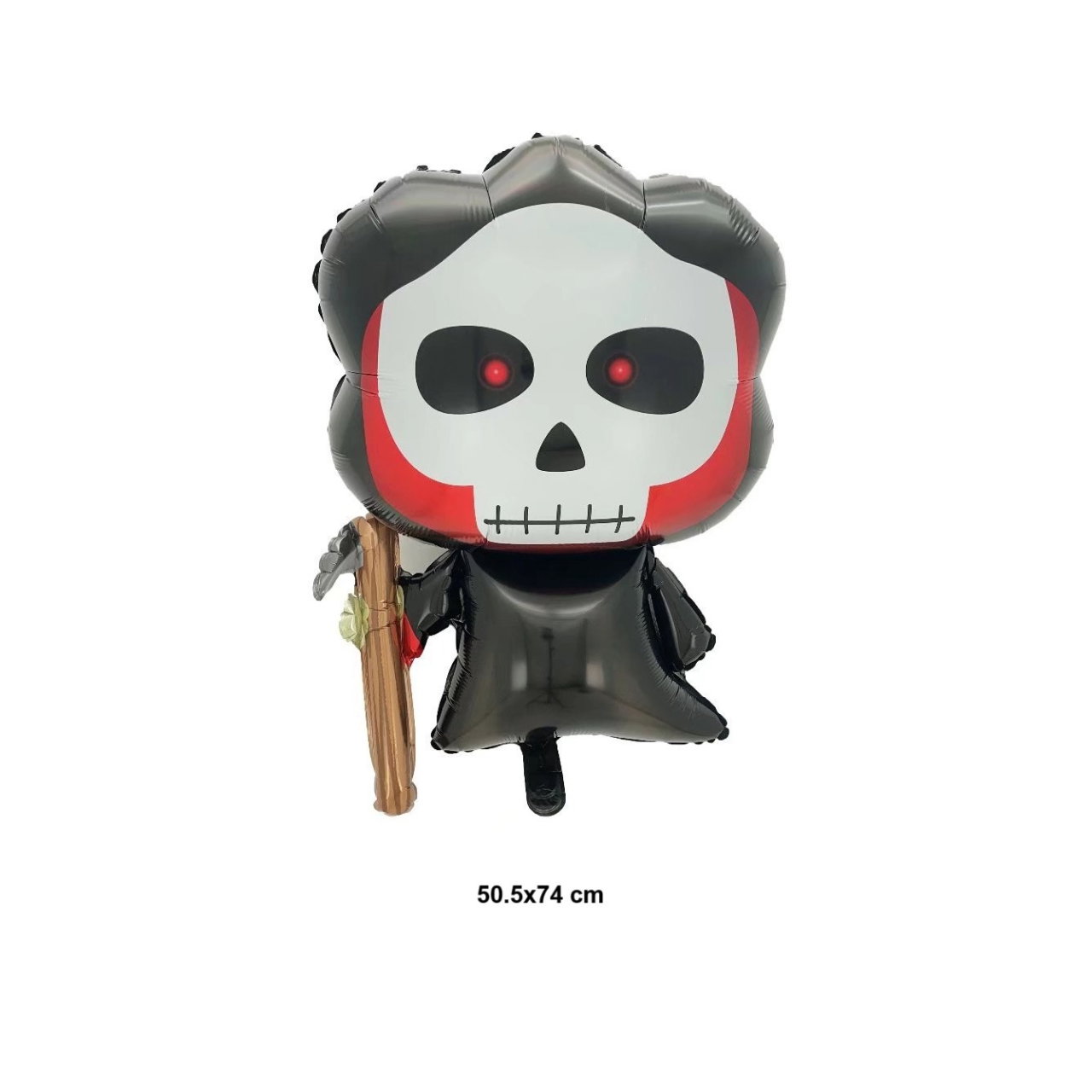 Set 5 Baloane din Folie Metalizata, Flippy, Figurine, Tema Halloween, Pai Inclus, Ambalaj Individual, Umflare cu Aer sau Heliu, Figurina Craniu 50.5x74 cm, Stelute si Cerculete 45 cm, Alb-Negru [2]