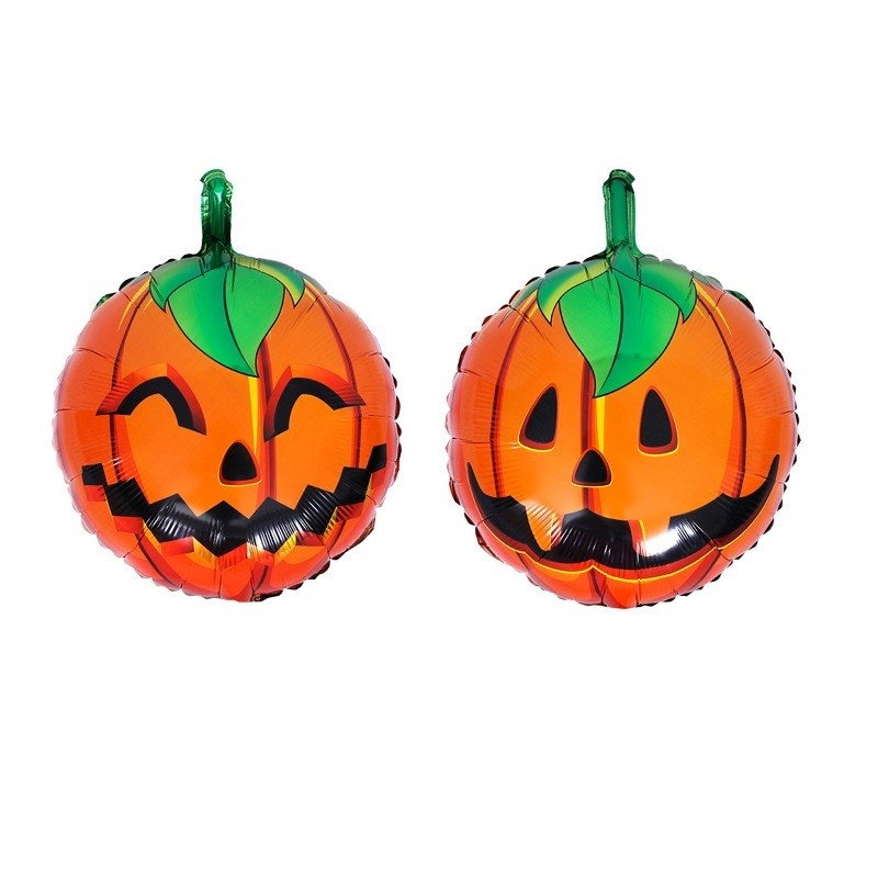 Set 5 Baloane din Folie Metalizata, Flippy, Figurine, Tema Halloween, Pai Inclus, Ambalaj Individual, Umflare cu Aer sau Heliu, Figurina Dovleac si Pisica 90x60 cm, Stelute si Cerculete 45 cm, Portoca [2]