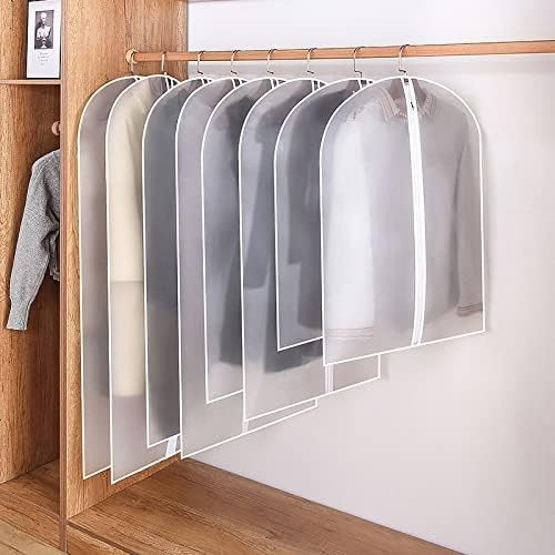 Set 5 Husa de Depozitare cu Fermoar, Flippy, pentru Haine, de Protectie, pentru Voiaj, Netesut, Rezistent la Praf, 60x140 cm, Transparent-Alb [3]