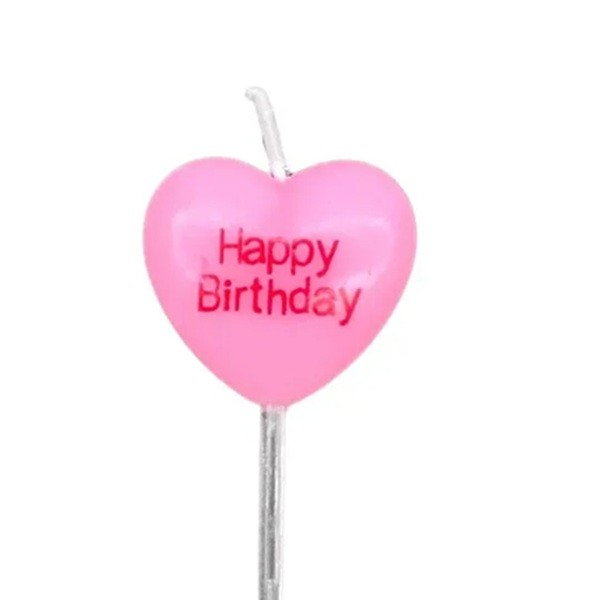 Set 5 Lumanari de Tort, Flippy, Model Inima, Text Happy Birthday, 2.5 x 2.5 cm, din Ceara, Multicolor [2]