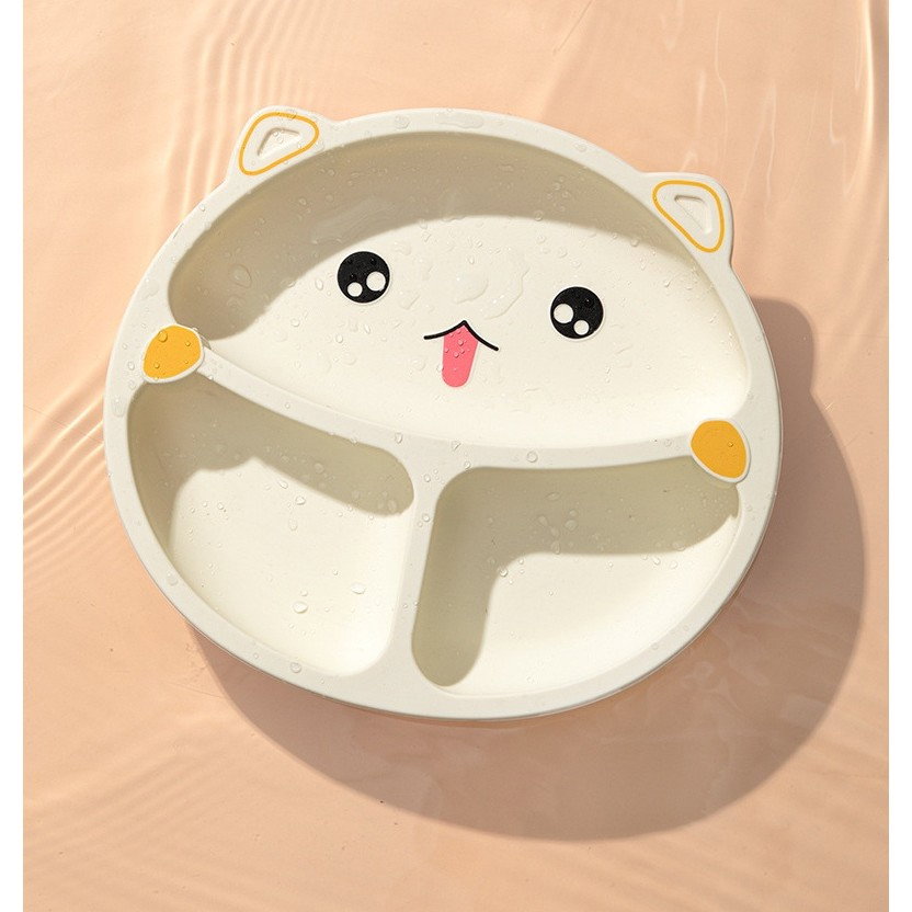 Set 5 Piese Hranire Bebelusi si Copii, Flippy, din Silicon, fara BPA, de la 12 Luni, Model Pisicuta, 28 x 26 x 2 cm, Bej [3]