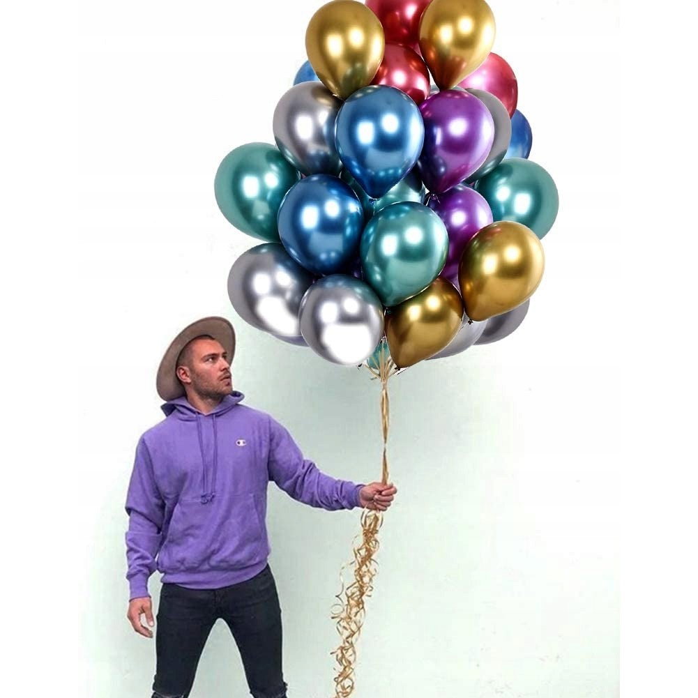 Set 50 Baloane din Latex Chrome, Flippy, Model Party, 23 cm, Multicolor, 2.2 g [4]