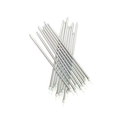 Set 6 Lumanari de Tort, Flippy, din Parafina, 11 x 0.4 cm, Lucioase, Argintiu [6]