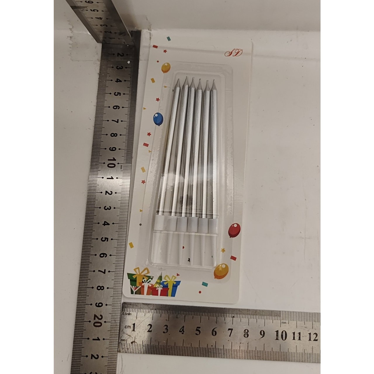 Set 6 Lumanari de Tort, Flippy, din Parafina, 11 x 0.4 cm, Lucioase, Argintiu [8]