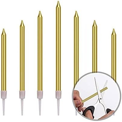 Set 6 Lumanari de Tort, Flippy, din Parafina, 11 x 0.4 cm, Lucioase, Auriu [4]