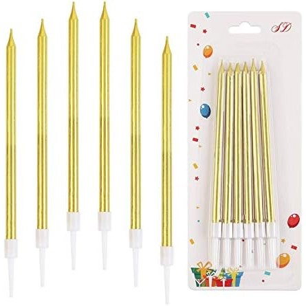 Set 6 Lumanari de Tort, Flippy, din Parafina, 11 x 0.4 cm, Lucioase, Auriu [5]